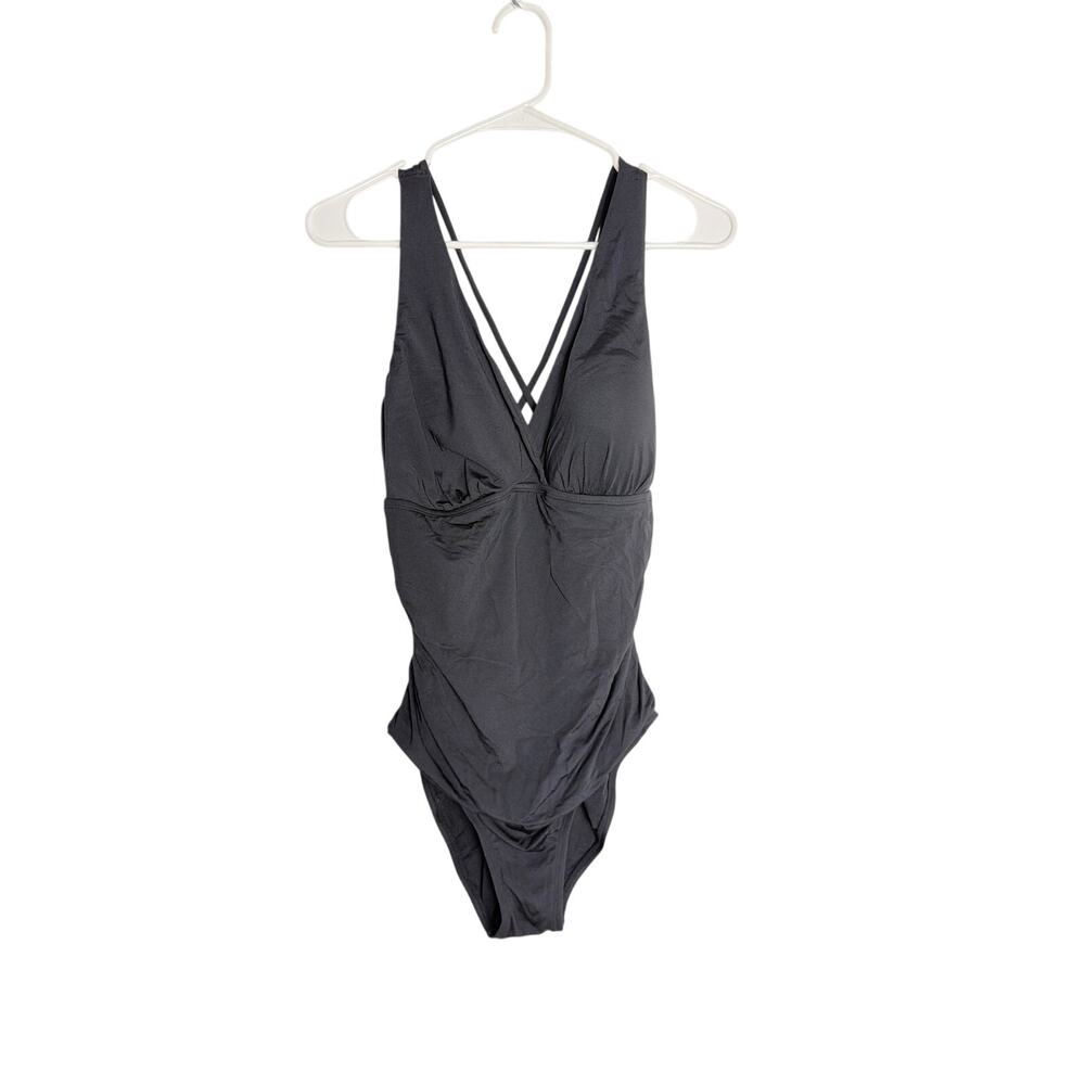 Jantzen Black Strappy Criss Cross Back One Piece‎ Swimsuit Size 12